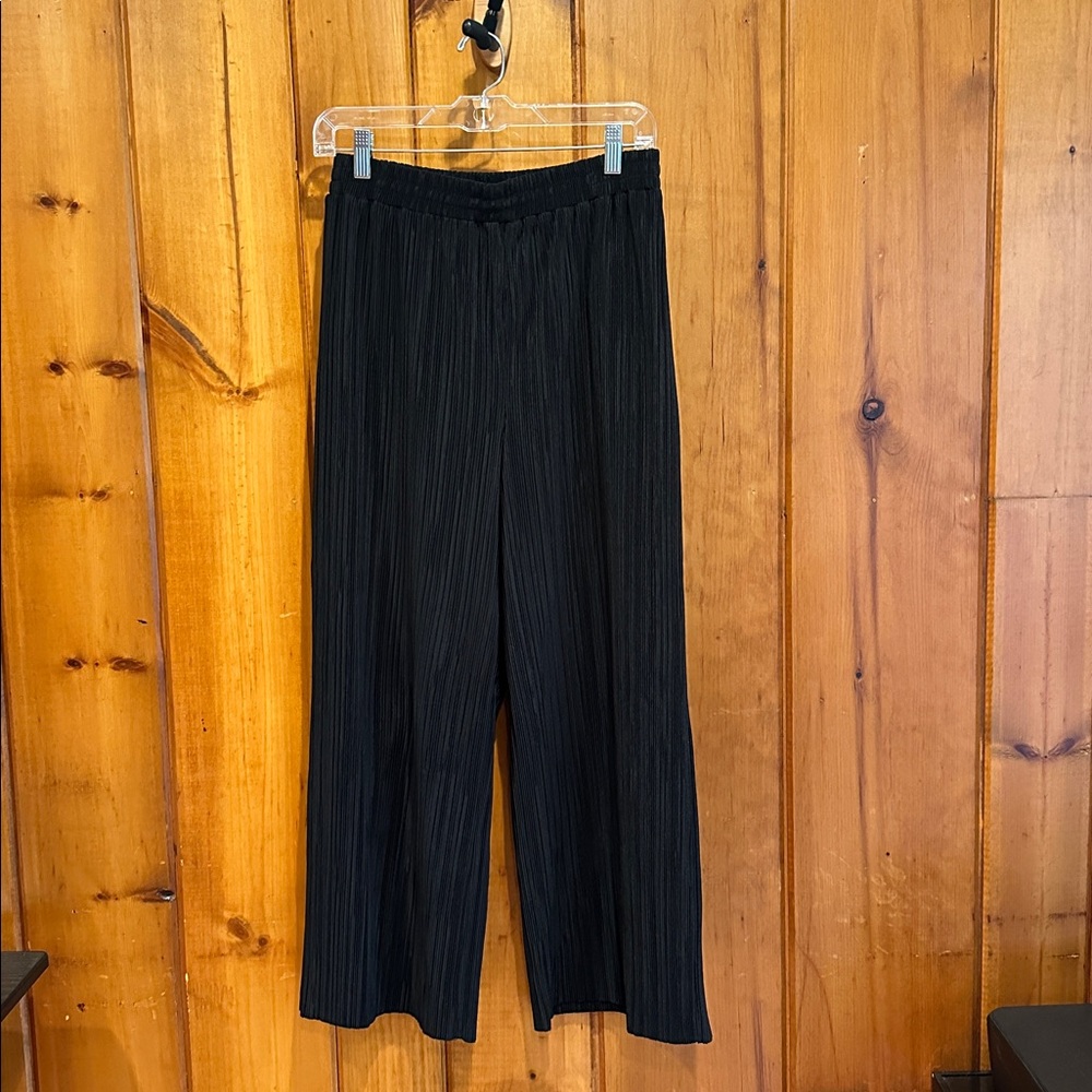 Topshop Women’s Wide Leg Ribbed Black Dress Pants Size 6